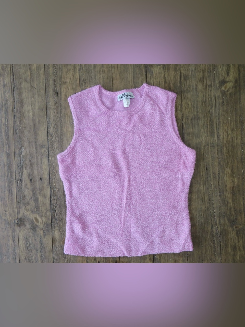 Pink Bouclé Sleeveless Tank